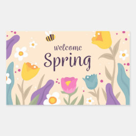 Welkomstlente-Floral Rechthoekige Sticker