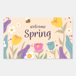 Welkomstlente-Floral Rechthoekige Sticker