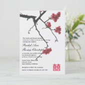Welkomstlente Sachura Oriental Zen Xi Wedding Kaart (Staand voorkant)