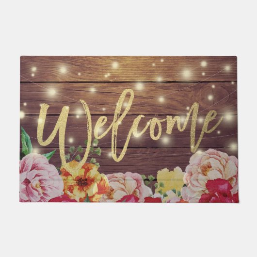 Welkomstmat van houten Floral String Lights Gold S Deurmat (Voorkant)