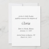 Welkomstmededeling Wereldadoptie Aankondiging (Achterkant)