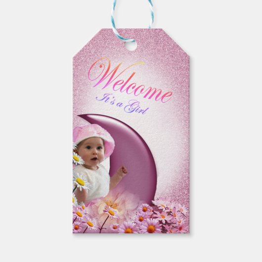 Welkomstmeisjes Baby shower Cadeaulabel (Voorkant)