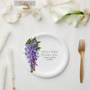 Welkomstmooie Wisteria Flowers Aangepaste naam Papieren Bordje