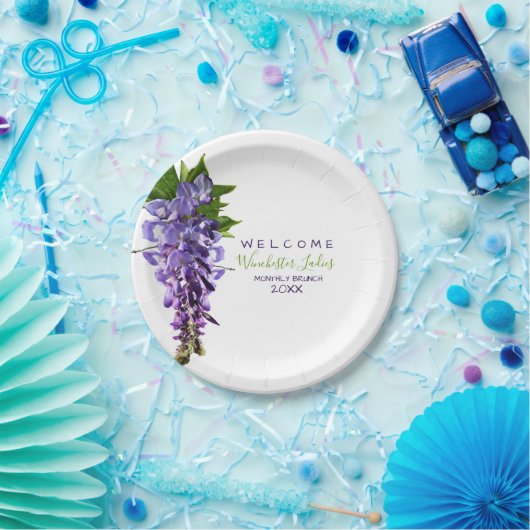 Welkomstmooie Wisteria Flowers Aangepaste naam Papieren Bordje (Feest)