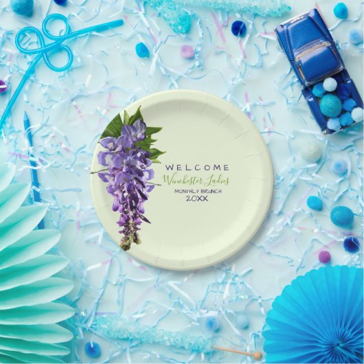 Welkomstmooie Wisteria Flowers Aangepaste naam Papieren Bordje (Feest)
