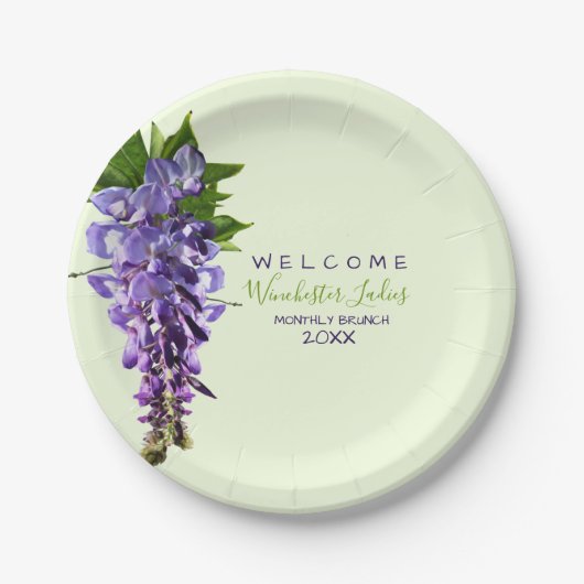 Welkomstmooie Wisteria Flowers Aangepaste naam Papieren Bordje (Voorkant)