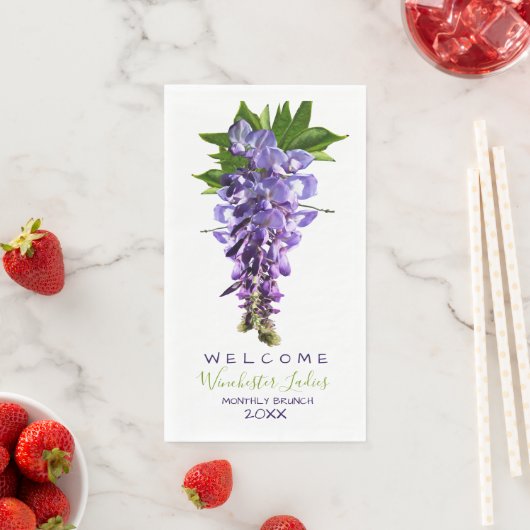 Welkomstmooie Wisteria Flowers Aangepaste naam Servet (Insitu)