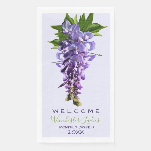 Welkomstmooie Wisteria Flowers Aangepaste naam Servet (Voorkant)
