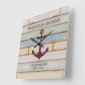 Welkomstnaam ankerhout vierkante klok (Hoek)