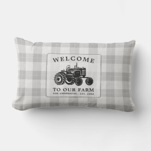 Welkomstnaam Boerderij Tractor White Play Buitenkussen
