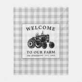 Welkomstnaam Boerderij Tractor White Play Fleece Deken (Voorkant)