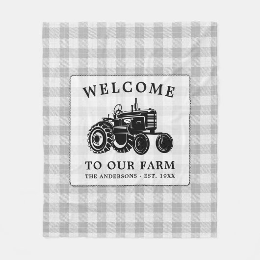 Welkomstnaam Boerderij Tractor White Play Fleece Deken (Voorkant)