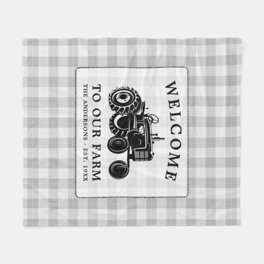 Welkomstnaam Boerderij Tractor White Play Fleece Deken (Voorkant (Horizontaal))