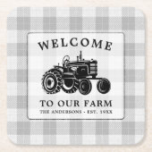 Welkomstnaam Boerderij Tractor White Play Kartonnen Onderzetters (Voorkant)