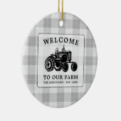 Welkomstnaam Boerderij Tractor White Play Keramisch Ornament (Rechts)