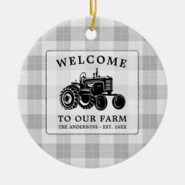 Welkomstnaam Boerderij Tractor White Play Keramisch Ornament