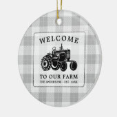 Welkomstnaam Boerderij Tractor White Play Keramisch Ornament (Links)