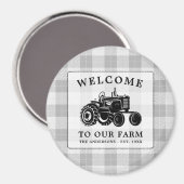 Welkomstnaam Boerderij Tractor White Play Magneet (Voorkant / Achterkant)