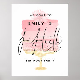 Welkomstnaam roze Cake Script 50th Birthday Party Poster