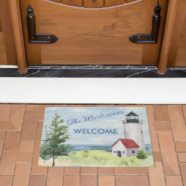Welkomstnaam van de Waterverf Lighthouse Scene Deurmat