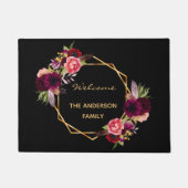 Welkomstnaam zwarte bruinbloemigen goudfamilie deurmat (Voorkant)