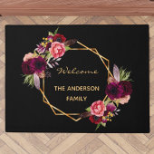 Welkomstnaam zwarte bruinbloemigen goudfamilie deurmat
