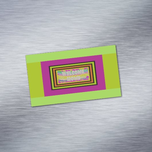 welkomstontwerp paars groen rood magnetisch visitekaartje (Voorbeeld)