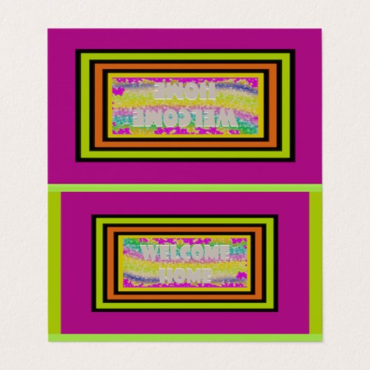 welkomstontwerp paars groen rood visitekaartje (Buitenkant ongevouwen)