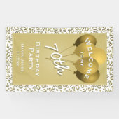 Welkomstpatroon van 70th Party Gold/White Number Spandoek (Horizontaal)