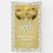 Welkomstpatroon van 70th Party Gold/White Number Spandoek (Verticaal)