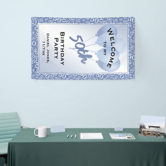 Welkomstpatroon van het Blauw/Witte Aantal van de Spandoek (Beurs)