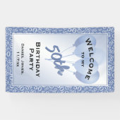 Welkomstpatroon van het Blauw/Witte Aantal van de Spandoek (Horizontaal)