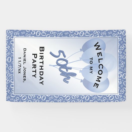 Welkomstpatroon van het Blauw/Witte Aantal van de  Spandoek (Horizontaal)