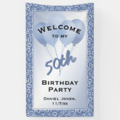 Welkomstpatroon van het Blauw/Witte Aantal van de Spandoek (Verticaal)