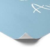 Welkomstposter Bloemkruis Doop Hemelblauw Poster (Hoek)