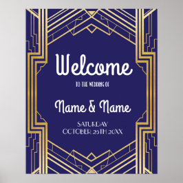 Welkomstposter Gatsby Art Deco Gouden Huwelijkspos Poster