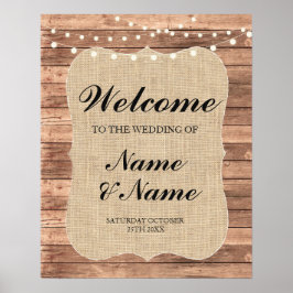 Welkomstposter Jute Bord Wedding Houten Poster