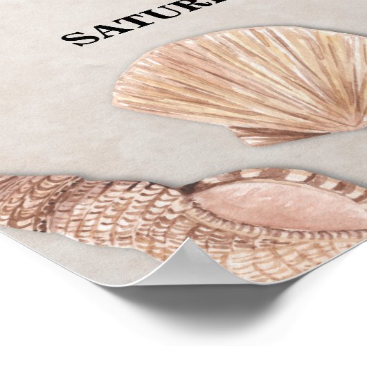 Welkomstposter Schelpen Oceaan Strand Bruiloft Poster (Hoek)