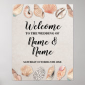 Welkomstposter Schelpen Oceaan Strand Bruiloft Poster (Voorkant)