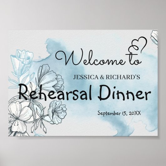 Welkomstposter voor het oefendiner in waterverf poster (Voorkant)