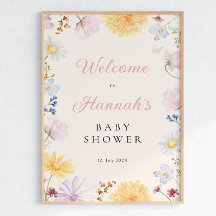 Welkomstposter voor wildflower baby shower