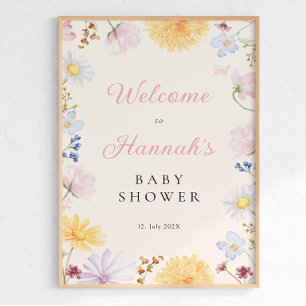 Welkomstposter voor wildflower baby shower poster