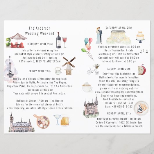 Welkomstroute Nederlandse bruiloft Weekend (Achterkant)