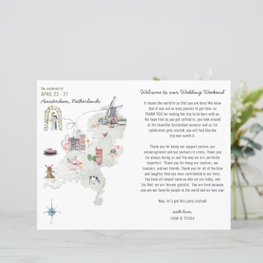 Welkomstroute Nederlandse bruiloft Weekend (Staand voorkant)