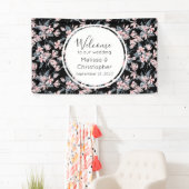 Welkomstroze en grijze Floral Spandoek (Insitu)
