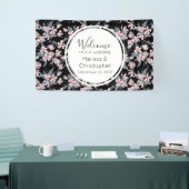 Welkomstroze en grijze Floral Spandoek (Beurs)