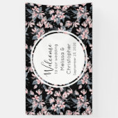Welkomstroze en grijze Floral Spandoek (Verticaal)