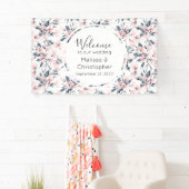Welkomstroze en grijze Floral Spandoek (Insitu)