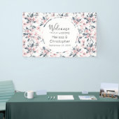 Welkomstroze en grijze Floral Spandoek (Beurs)