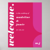 Welkomstroze magenta retro Abstract huwelijk Poster (Voorkant)